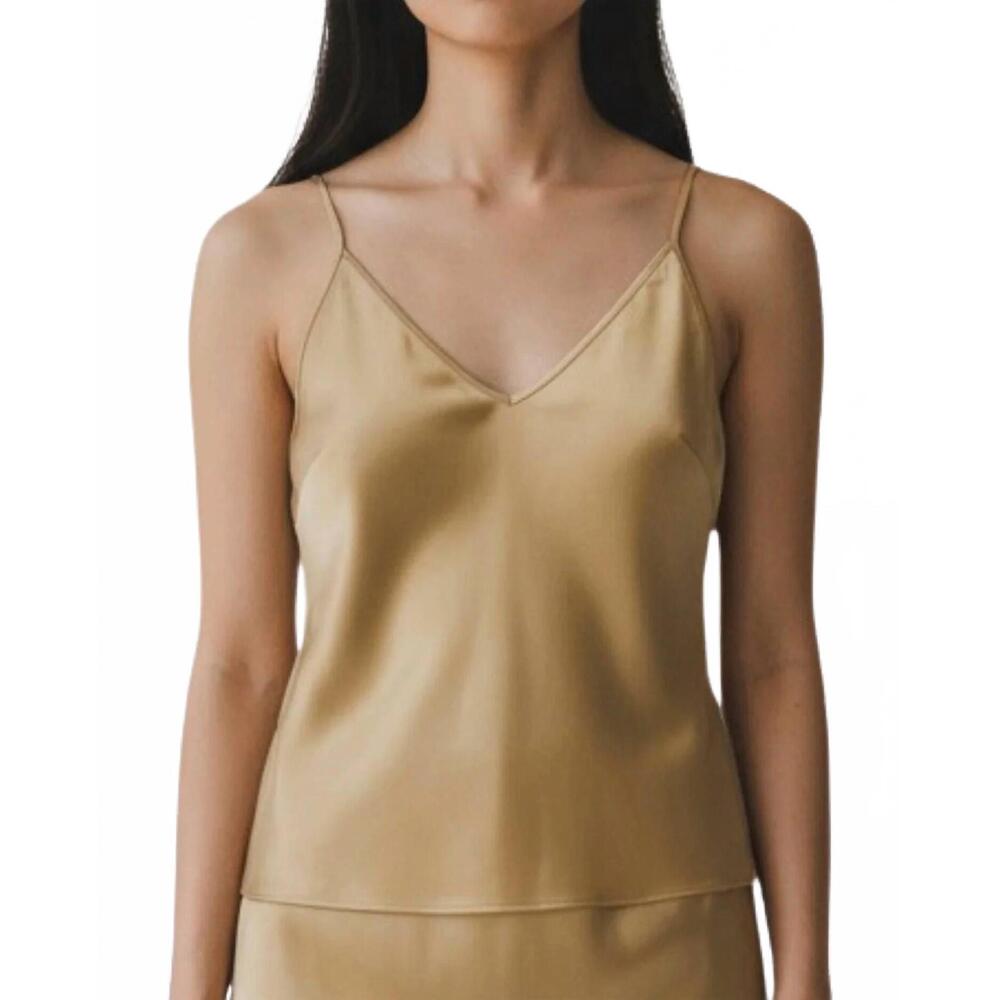 NEW BRAZEAU TRICOT v-neck silk cami top in caramel